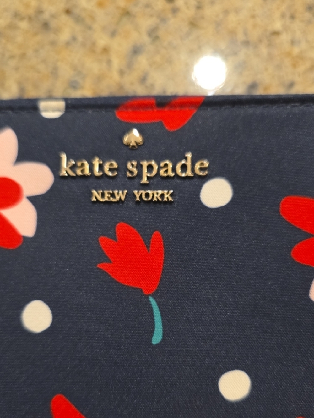 kate spade Navy Red Pink Floral Zip-Around Wallet - Picture 2 of 11